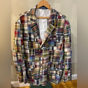 Men’s- Ralph Lauren suit jacket madras plaid- cotton- vintage XXL